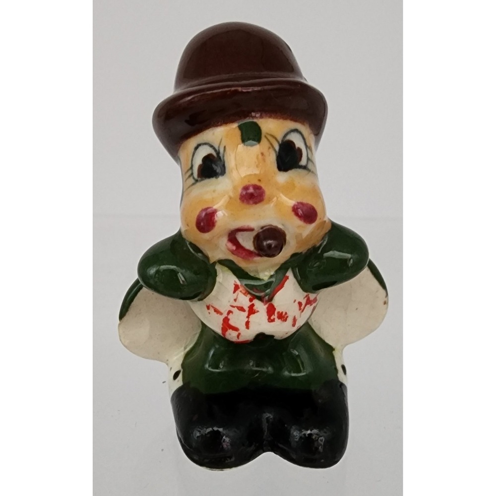 Occupied Japan Figurine Ladybug Smoking Cigar Bowler Hat Green Small  2.25" EXC